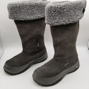 Baffin Women Allie Tall Winter Boots Size 7 Gray Suede Waterproof Faux Fur